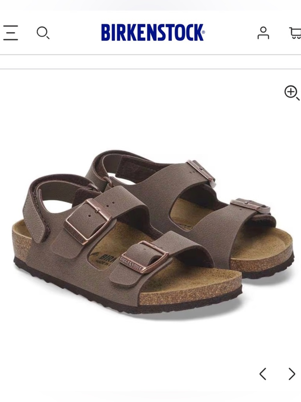 Birkenstock Milano Mocha Birko-Flor Sandals Kids EU 34 Narrow NWOB Backstrap